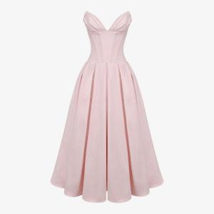 Женское платье миди из эластичного хлопка с глубоким вырезом House Of Cb, розовый