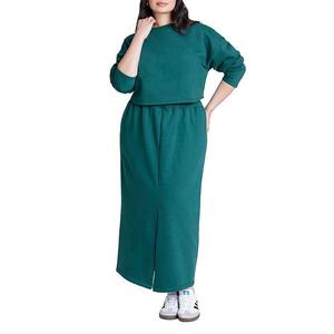 Юбка макси French Terry plus size Eloquii, Deep Pine Green