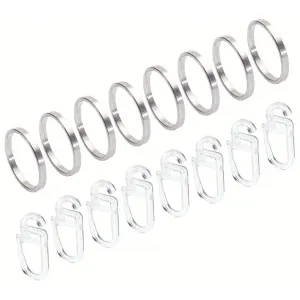 Плоское кольцо кольцо для штор, стильное кольцо с крючком для складок Skandinavia Плоское кольцо с крючком для складок, 8 штук Liedeco, Edelstahlfarben