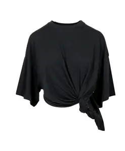 Черная хлопковая футболка с круглым вырезом Sportmax, черный