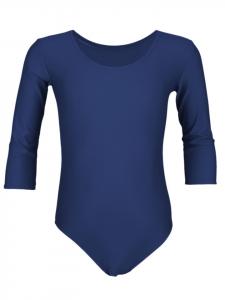 Aquarti Детский балетный купальник с рукавами 3/4, темно-синего цвета