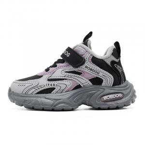 Спортивная беговая коллекция, термокроссовки с поддержкой баланса, низкие, для детей от 3 до 7 лет Bobdog, 55099 черный/светлый heather серый (winter fleece-lined)