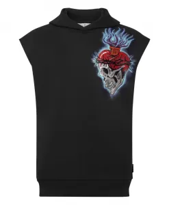Толстовка без рукавов с капюшоном и татуировкой любви Philipp Plein, черный