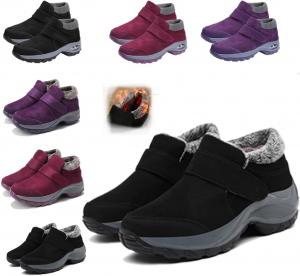 Женские повседневные удобные кроссовки для ходьбы, теплые слипоны, стильные, на платформе, противоскользящие, комфортные зимние ботинки, противоскользящие туристические ботинки Generic, Black Velvet
