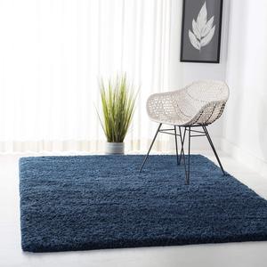 Ковер SAFAVIEH, 244 x 305 см, - коллекция Fontana Shag - большой - синий, однотонный, без линьки и легкий в уходе, ультраплюшевый густой ворс, идеально для гостиной, спальни, столовой (FNT800M)