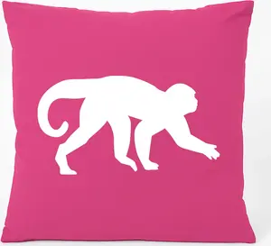 Подушка для дивана Huuraa с силуэтом обезьяны, подарочная, 40x40 см, с хлопковым наполнителем цвета фуксии, сувенир в виде обезьяны Hellweg Druckerei