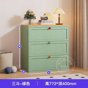 Yu Senyi Комод 80 см для гостиной настенный из металла и дерева, 3 ящика, большой объем, пылезащитный, свежий зеленый [квадратный рельефный узор]