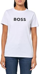 BOSS Женская футболка из хлопка с большим логотипом, White Bone