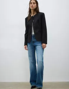 Черный блейзер без воротника Stradivarius