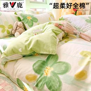 Yalu Комплект постельного белья 1,8 м, 4 предмета: пододеяльник 200x230 см, простыня на резинке, 2 наволочки, цвет Bianxia Huayu