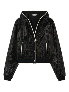 Пиджак с пайетками и изогнутым логотипом Palm Angels, черный