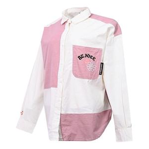 Рубашка (WMNS) Converse Flowers Small Logo Colorblock Long Sleeves White Pink Shirt 10022971-A01