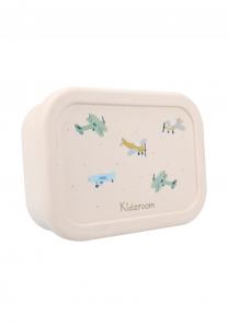 Детский ланч-бокс из силикона – судочек с принтом самолёта Cofi, бежевый 6 x 17 x 12 см