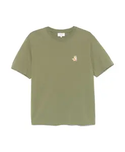 Футболка с изображением лисы и круглым вырезом. Maison Kitsunã, зеленый