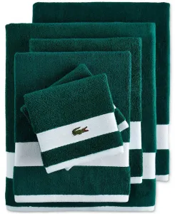 Набор из 6 банных полотенец из хлопка с логотипом Heritage Sport в полоску Lacoste Home, зеленый