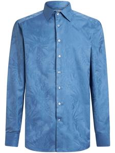 ETRO рубашка из хлопка с жаккардовым принтом, синий