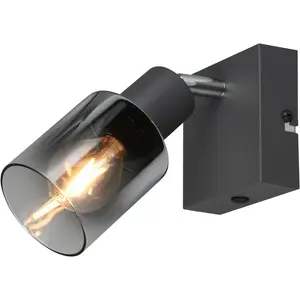 REALITY Светильник потолочный CADIZ, спот на 1 лампу, без учета 1xE14 макс. 10 Вт, стекло антрацит, зеркальное покрытие E14 1 шт. Регулируемый светильник можно использовать как настенный или потолочный светильник Reality Leuchten, антрацит