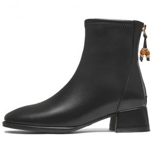 Ботильоны женские на среднем каблуке TATA, Black (Fleece-Lined)