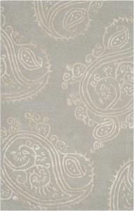 Ковер декоративный ручной работы SAFAVIEH, 77 x 122 см, Bella Collection Silver/Beige BEL153C из премиальной шерсти и вискозы с узором пейсли