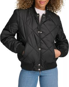 Женская куртка-бомбер Levi's с ромбовидной стеганой подкладкой из шерпы, Black
