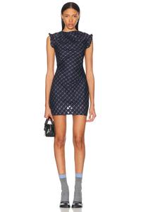 Облегающее платье с расклешенными рукавами Flare Sleeve Slim Fit Shushu/Tong, Blue