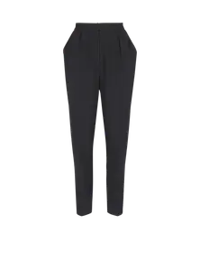 Брюки из грана де пудре с высокой талией Balmain, черный