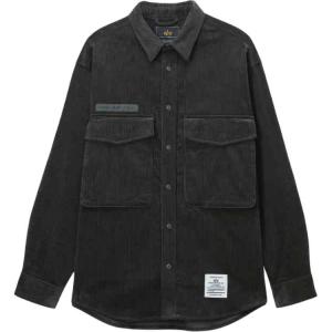 Рубашка с деталями из вельвета и карманами Alpha Industries, серый