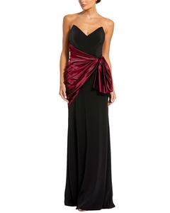 Платье Mac Duggal с плиссировкой без бретелей и декольте в форме сердечка, фиолетовый