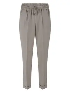 Брюки в клетку на эластичном поясе Kiton, нейтральный