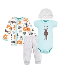 Детский унисекс набор для новорожденных 4 предмета Hudson Baby, синий