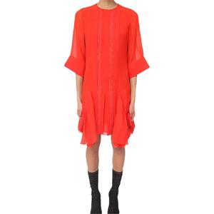 Женское красное короткое платье с рукавами Chloé