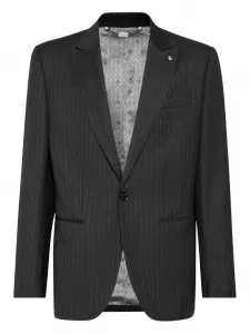 Однобортный блейзер Gessato в тонкую полоску Billionaire, черный
