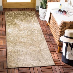 Ковер SAFAVIEH, 69 x 201 см, Washable из коллекции Outdoor Courtyard - дорожка, Brown & Natural, без линьки и легкий в уходе, идеален для патио, прихожей, гардеробной, коридора, кухни (CY2665-3009)