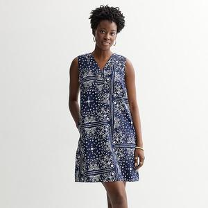 Повседневное платье-сарафан с V-образным вырезом Petite Sonoma Goods For Life, Navy White Bandana