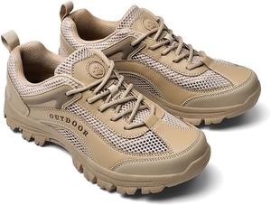 Мужские трекинговые кроссовки с нескользящей подошвой, легкие, дышащие, с сетчатым верхом, для прогулок на открытом воздухе и походов, обувь с прочным сцеплением для спорта, повседневного ношения, альпинизма и путешествий Qacksv, хаки
