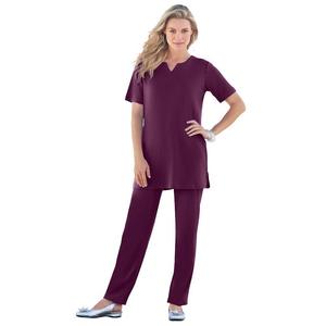 Женская мягкая трикотажная туника больших размеров Roaman's с вырезом и вырезом, цвет Dark Berry