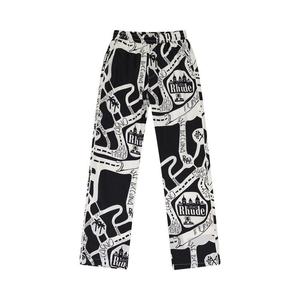 Брюки Rhude Strada Silk Track Pants, Black/White