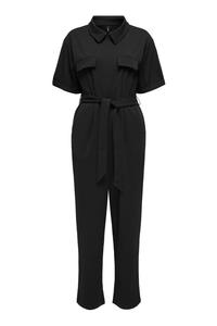 Трикотажный комбинезон с короткими рукавами и поясом Only, черный