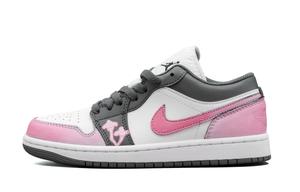 Jordan Кроссовки Air 1 устойчивые к истиранию низкие винтажные баскетбольные unisex белые розовые