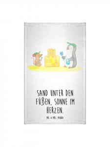 Mr. & Mrs. Panda Белое полотенце для летнего пляжа с надписью