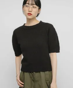 Укороченный вязаный свитер с коротким рукавом Kbf, цвет Black