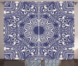 Штора ABAKUHAUS в восточном деревенском стиле, классические цветочные мотивы, универсальная ленточная штора для гостиной с петлями и крючками, 280 x 225 см, коричневый цвет Abakuhaus