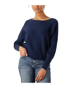 Синий пуловер с рукавами «летучая мышь», однотонный пуловер Nukus, синий