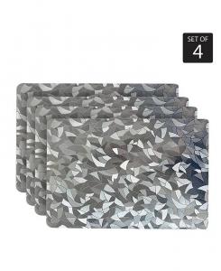 Двусторонние мерцающие металлические листы, обеденный стол, салфетки для дома и улицы — набор из 4 шт Dainty Home, серебро
