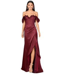 Женское платье из крепа с открытыми плечами Lara, Burgandy