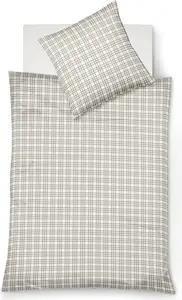 Постельное белье из премиальной фланели Lech 155x220 клетчатое бежево-белое 603874-7 Fleuresse