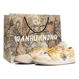 Jordan Баскетбольные кроссовки Air 1 Low Top Vintage унисекс желто-белые