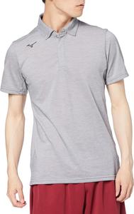 Мужская рубашка-поло Mizuno 32MA0083, с коротким рукавом, влагоотводящая, быстросохнущая, тренировочная, светло-серый