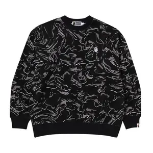 Толстовка BAPE Marbling Camo Logo Relaxed Fit Crewneck Sweatshirt, Black