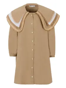 Платье с воротником Питер Пэн и оборками Pangolini Kids, коричневый